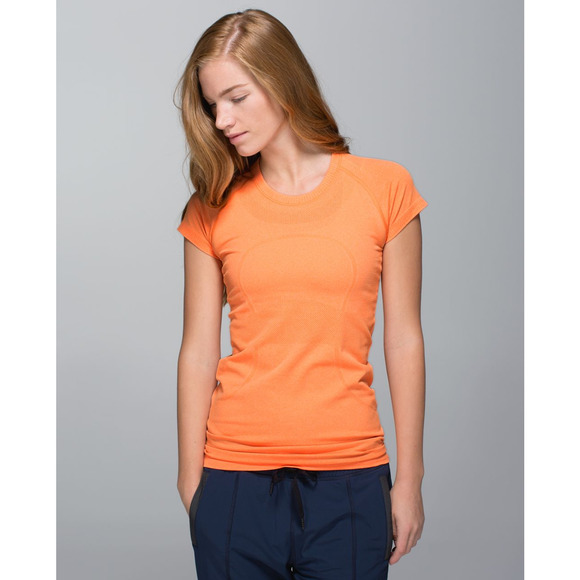 lululemon athletica Tops - Lululemon Run Swiftly Tech Short Sleeve Crew Neck Top Heathered Pizzaz Orange 8